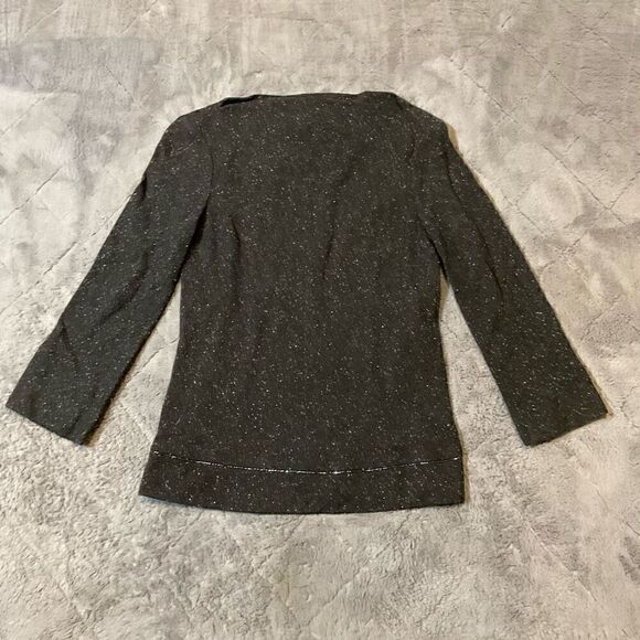 BCBGMaxAzria Womens Wool Blend Boat Neck Glitter Trim Long Sleeve Top Black Smal - Picture 11 of 11